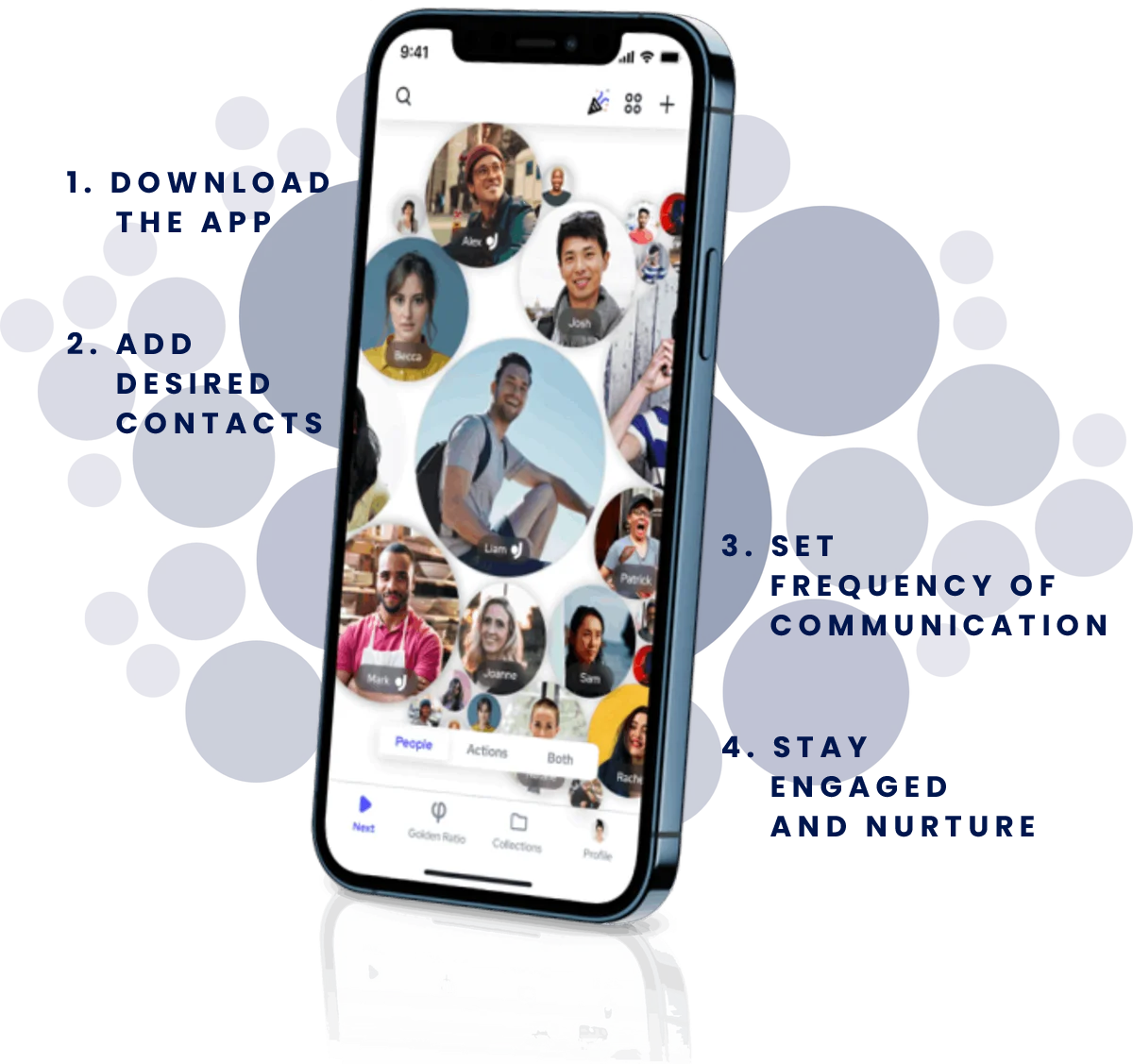 App Home screen with 4 step to get started