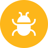 Yellow circle bug icon