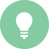 Green circle light bulb icon